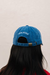 Hand embroidered hat Thriving Hat in Bright Blue hat