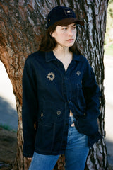 Hand embroidered linen jacket Blue Linen Jacket TOPS