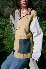 Hand embroidered linen jacket Eye See You Jacket TOPS