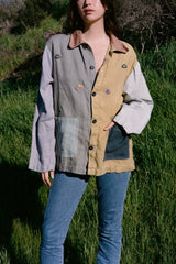 Hand embroidered linen jacket Eye See You Jacket TOPS