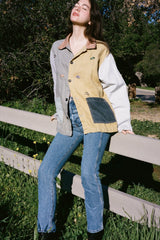 Hand embroidered linen jacket Eye See You Jacket TOPS