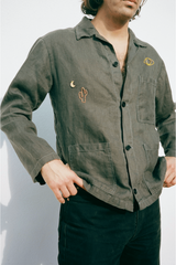 Modern Society Linen Jacket Gold Eye W/ Cactus