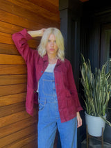 Hand embroidered linen jacket One-Of-A-Kind Yin Yang Jacket in Ruby (Unisex) Shirts & Tops