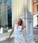 Hand embroidered 100% linen vest Power Vest Shirts & Tops