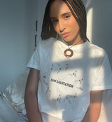 100% cotton printed tee Sun Salutation T-shirt in White TOPS
