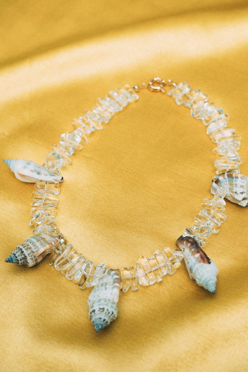 Real seashells and clear quartz necklace Mermaid Necklace JEWELRY