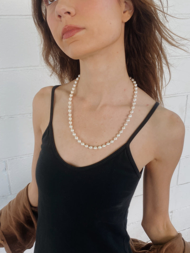 Freshwater pearl necklace Perfect Strand Pearl Necklace JEWELRY